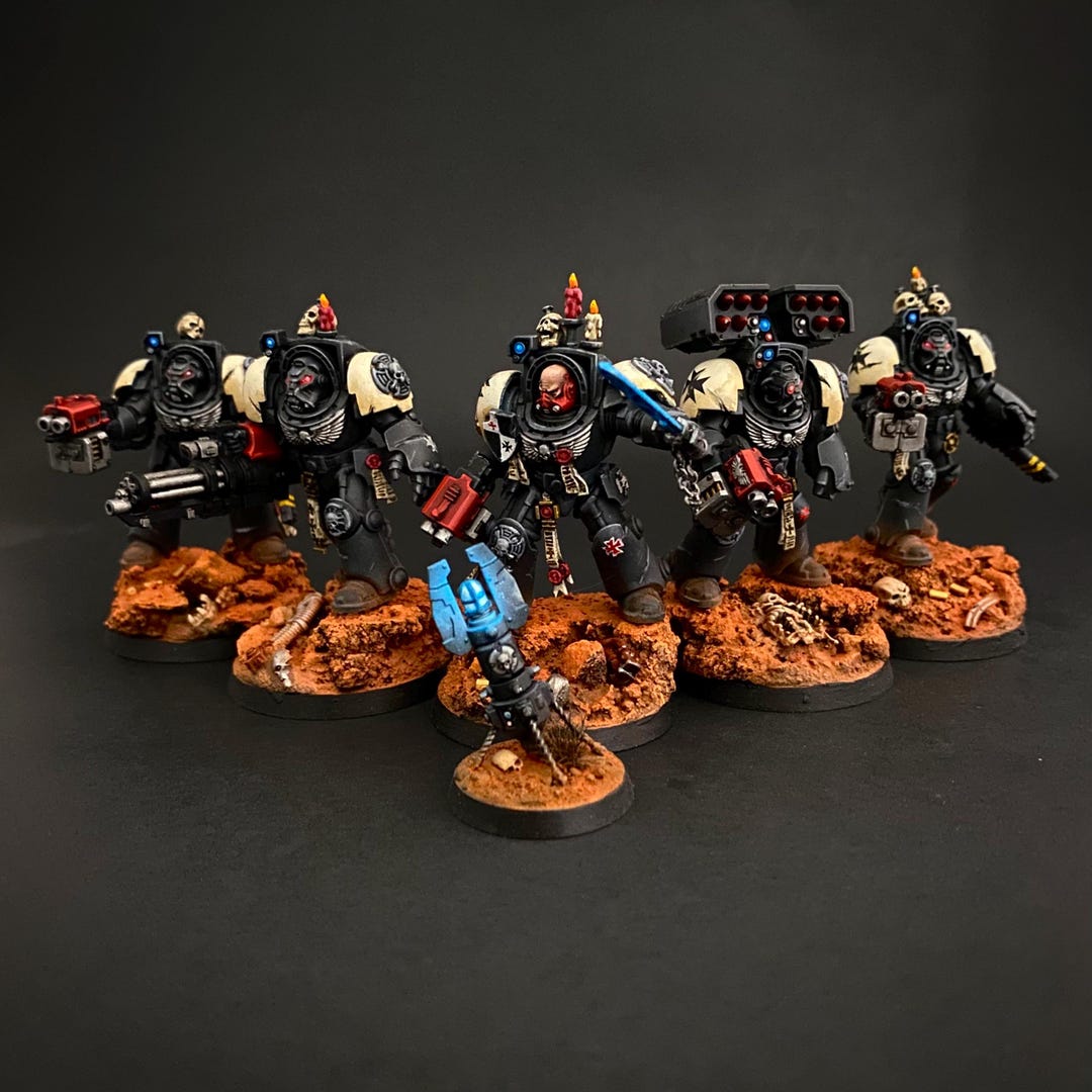 Black Templar Space Marine Terminator Squad - Painted - Warhammer 40K ...