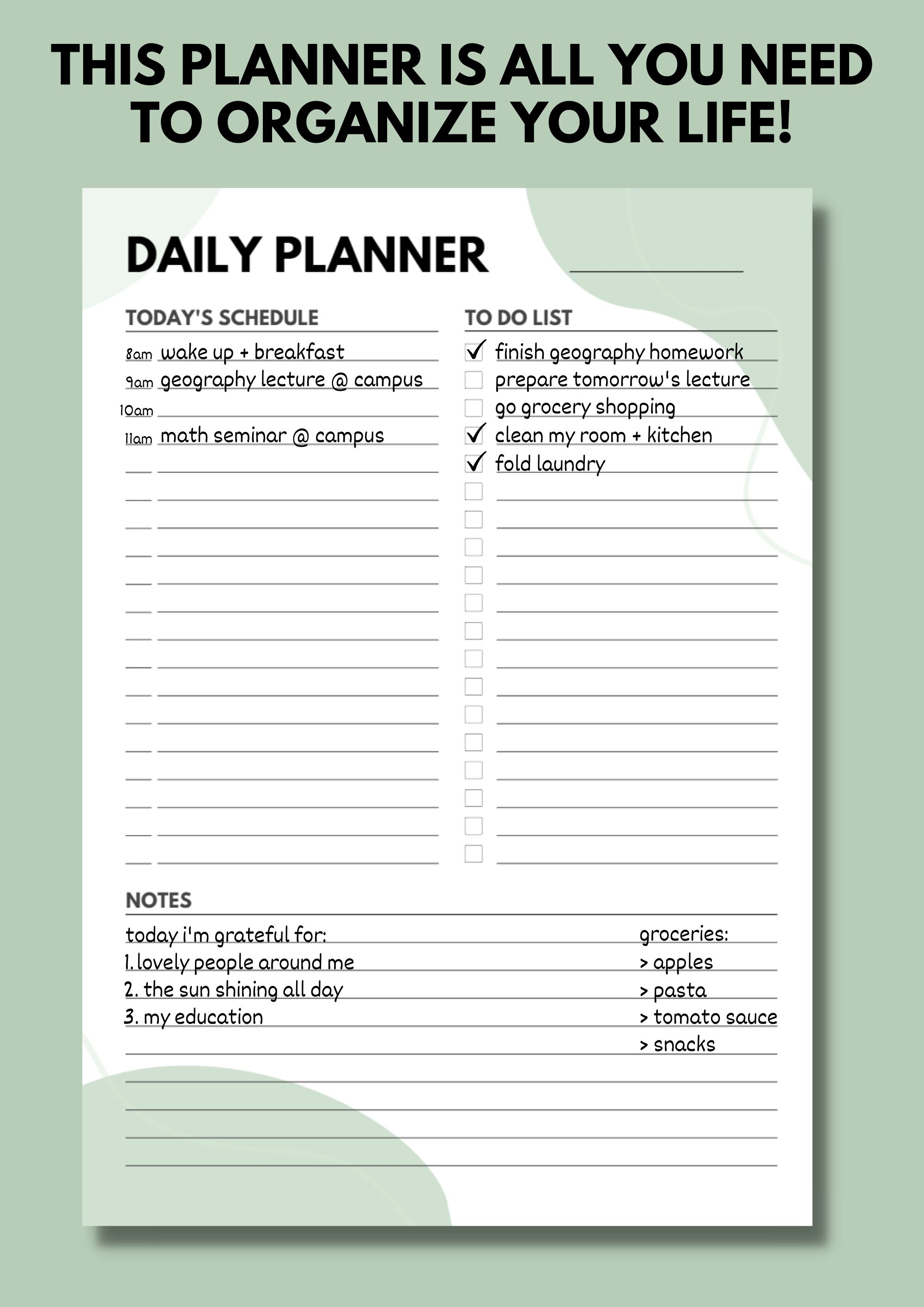 Minimalist Daily Planner Printable, Daily to Do List for Work/home ...