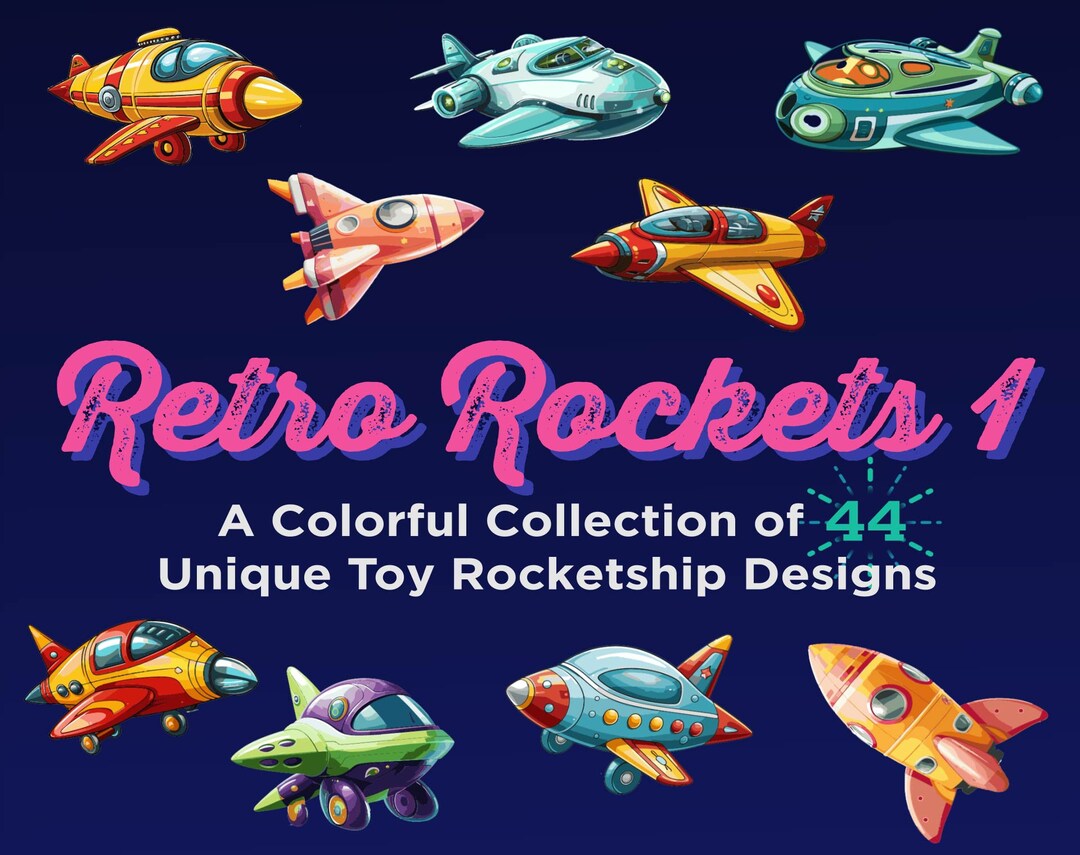 Retro Rockets Toy Rockets Clip Art Toy Spaceship Clip Art 44 Unique ...