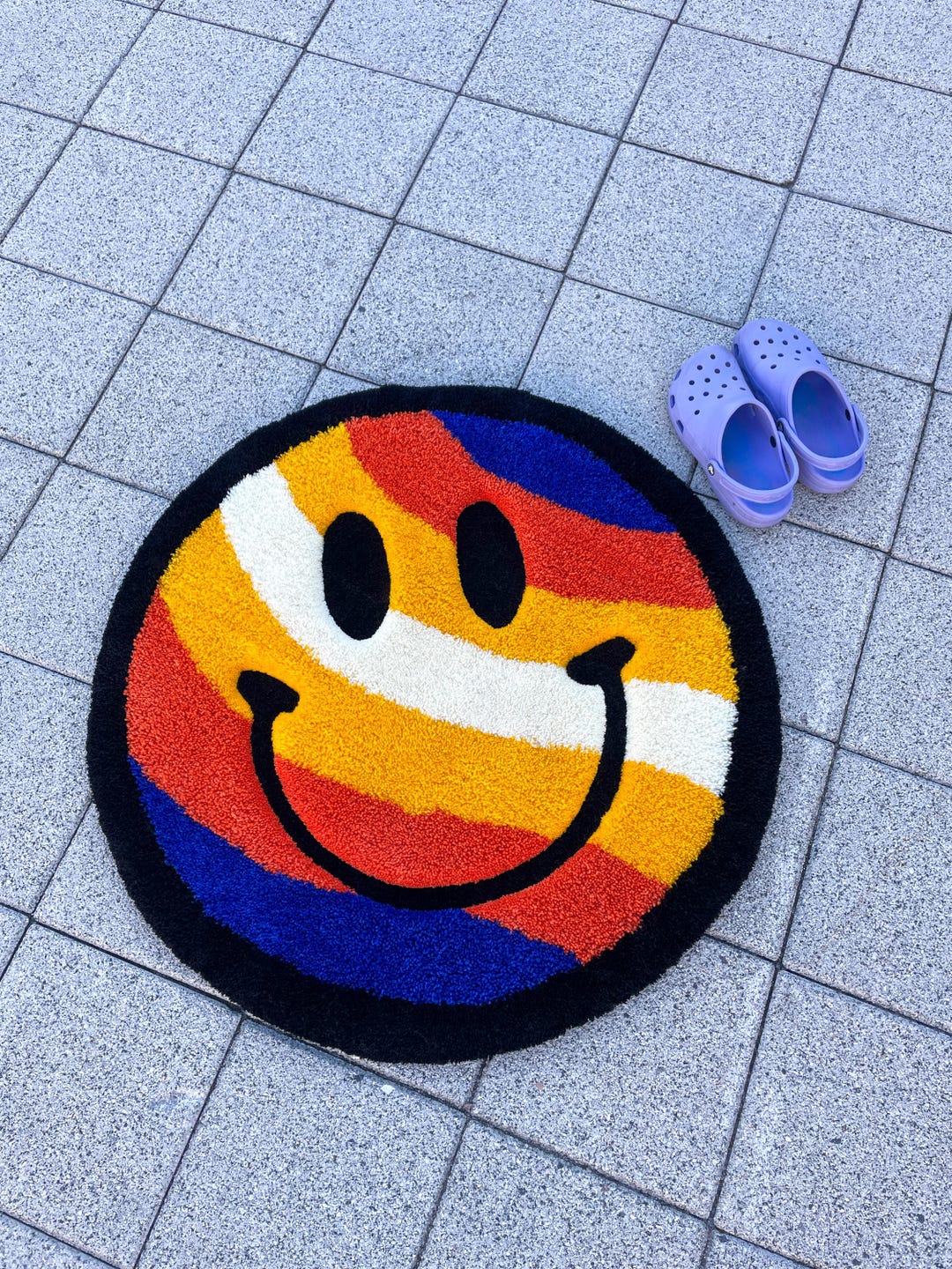 Smiley Rug Temu Big Custom 3D Smiley Extra Fluffy Tufted Rug in Lines - Etsy