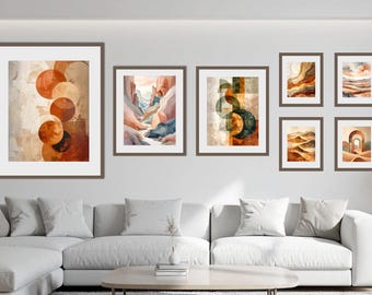 7-teiliges Earthbound Wand Kunst Set | Erdige Boho Neutral Dekor | Druckbares strukturiertes Kunstwerk