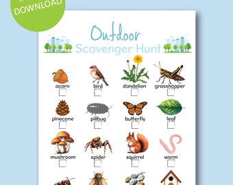 Outdoor Schnitzeljagd Digitaler Download | Sofortdownload | Sommeraktivitäten | Lernen mit Kindern | Draußen Spaß | Sommerspiel