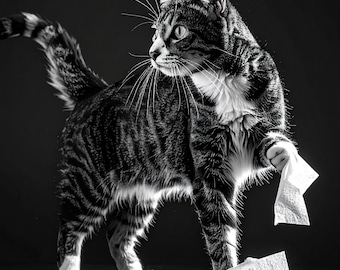 Badezimmer Kunstdrucke | Niedliche Hund und Katze Bilder | Modern | Kontrastreich | Schwarz und Weiß | Badezimmer Dekor | Digitaler Download | Wandkunst