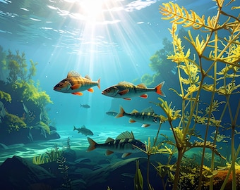 24 Fischen Dekor Bilder Digitale Downloads | Wildtiere | Wandkunst | Cabochon Dekor