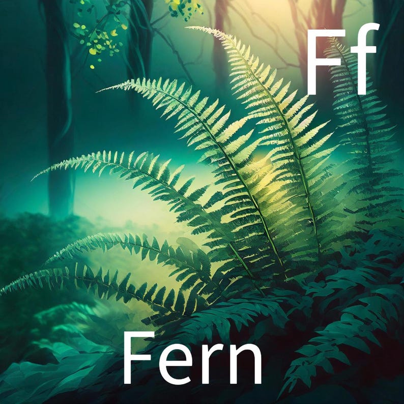 Fern Lettering R Illustration Alphabet Flashcards | Playroom, Homeschool Decor - Etsy