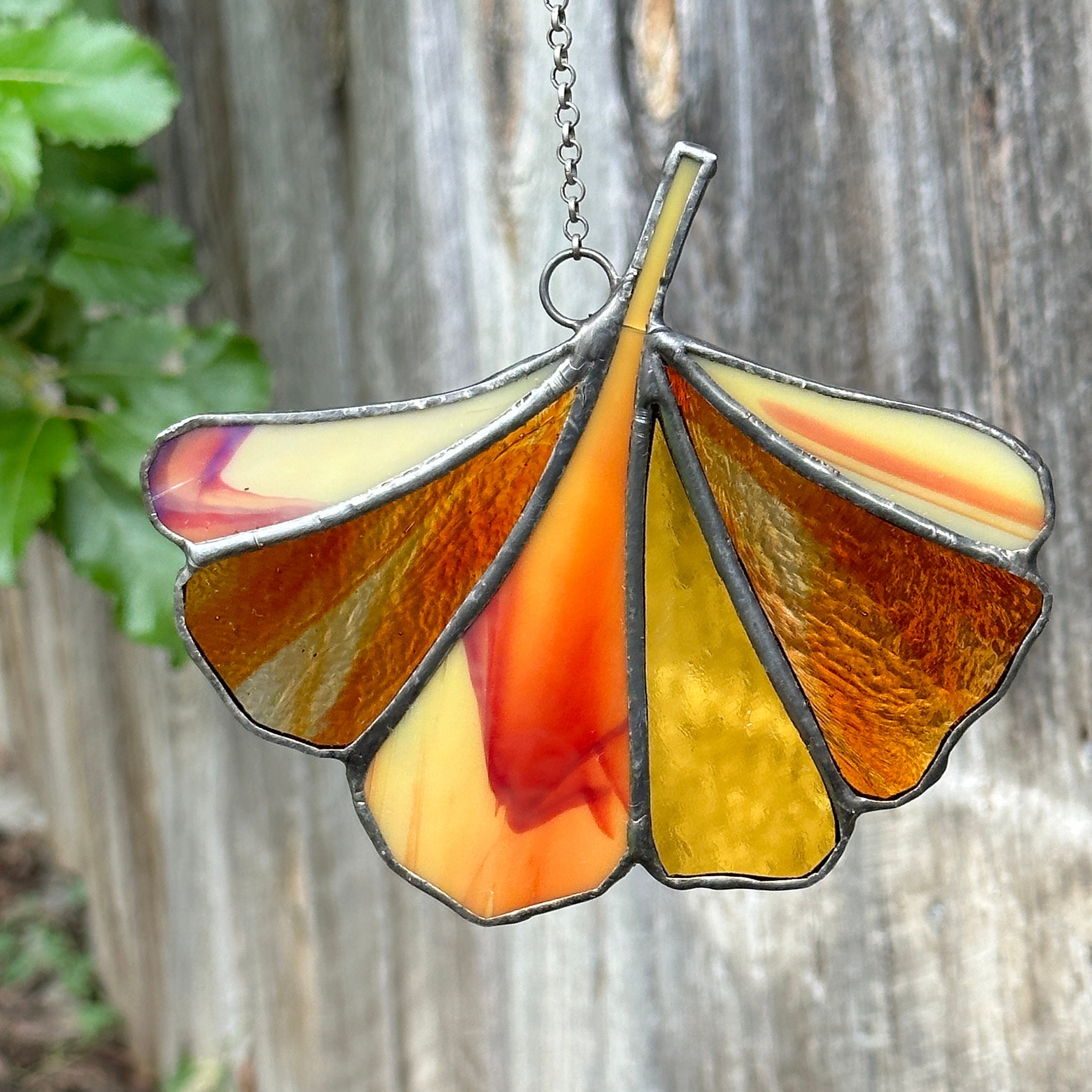 Stained Glass Ginkgo Biloba Home Decor Suncatcher Etsy
