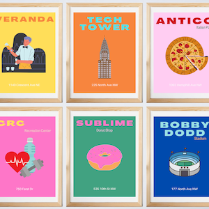 Georgia Tech Atlanta Town Classics, Wall Decor Printable for Dorm Room, Apartment, House, etc.
