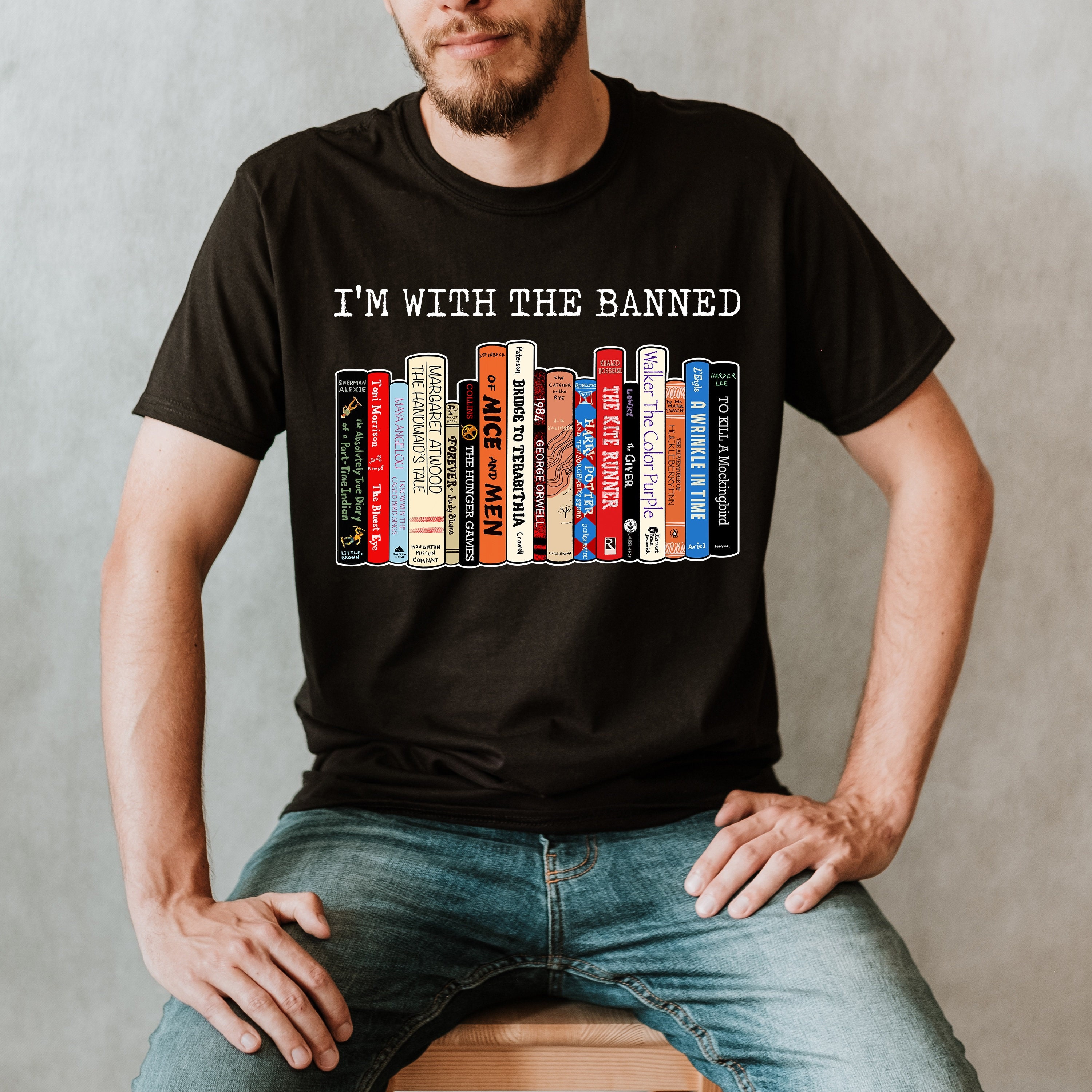 I'm With The Banned Shirt, Funny Book Lover Gift, Banned Books T-Shirt ...