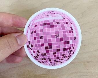 Disco Ball Sticker Pink, 3.0" x 3.0" Die Cut Sticker