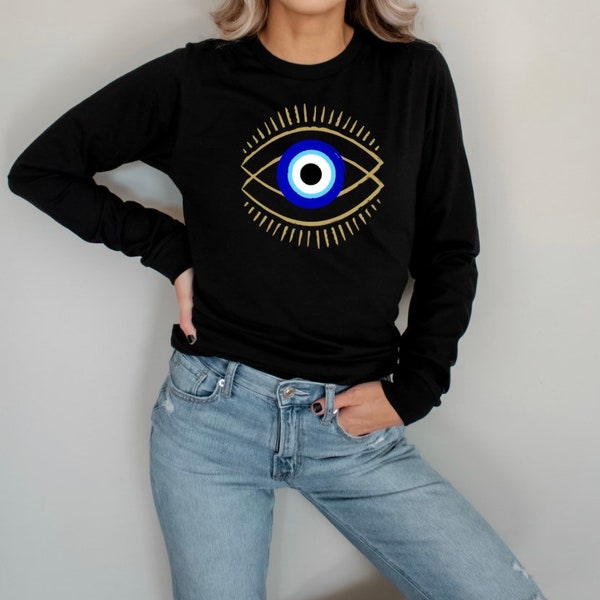 Evil Eye Long Sleeve T Shirt, All Seeing Eye Protection Evil Eye Long Sleeve Shirts, Turkish Evil Eye Shirt, Good Energy Tshirt