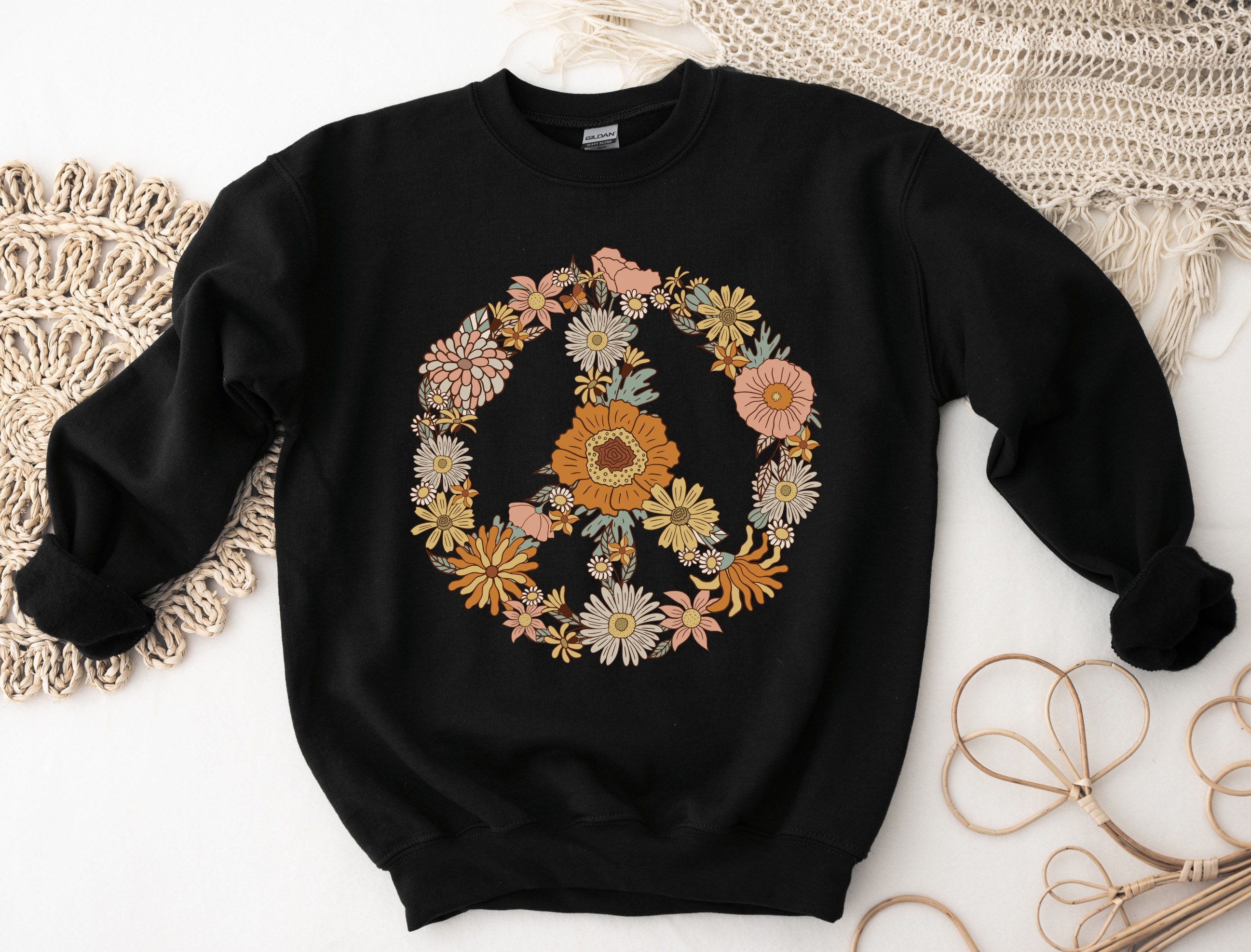 Floral Peace Sign Sweater main image 1