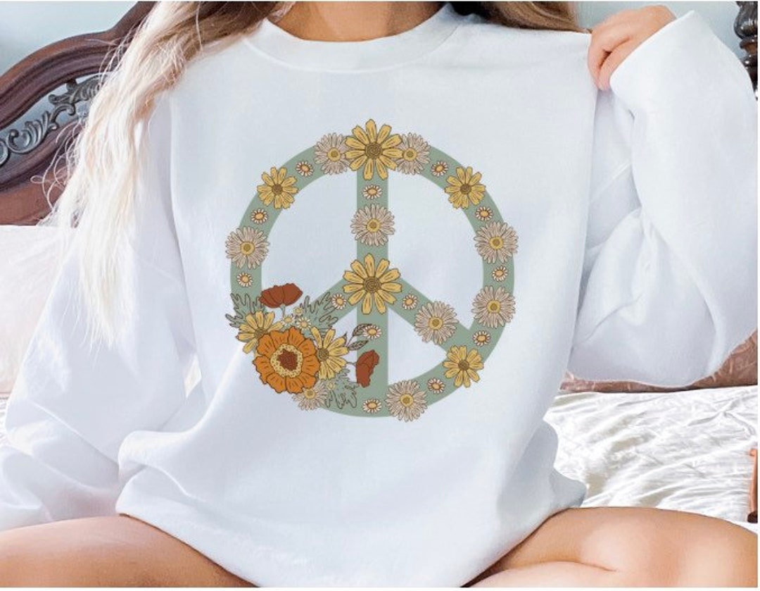 Floral Peace Sign Sweater