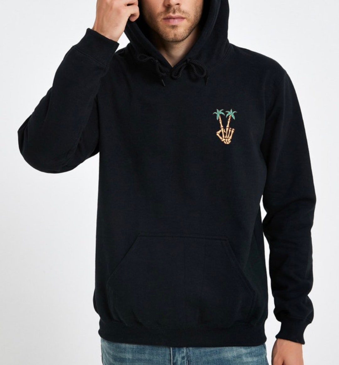 Peace sign skeleton hand hoodie Clearance