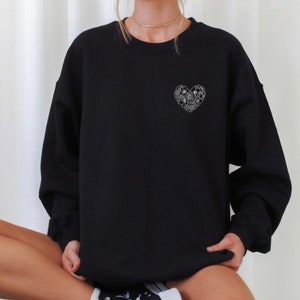 Heart Sweatshirt, Floral Pocket Heart Sweatshirt, Floral Heart Sweatshirt, Floral Sweatshirt, Cute Heart Sweatshirts, Love Sweatshirt