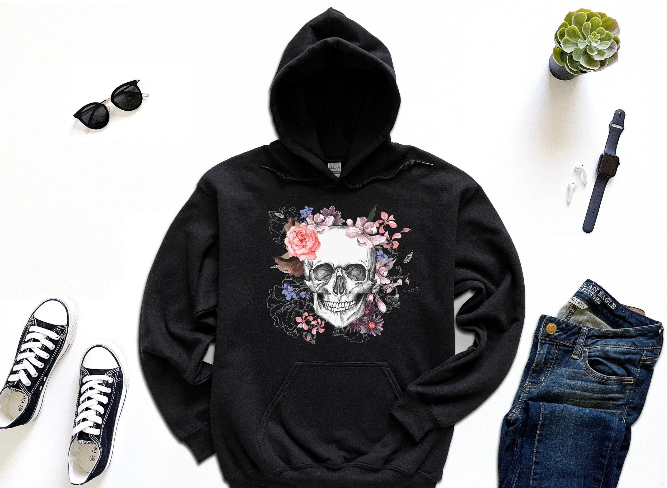 【Expend4bles X GRAVER】Flower Skull Smile Hoodie Expend4bles X GRAVER】Flower Skull Smile Hoodie