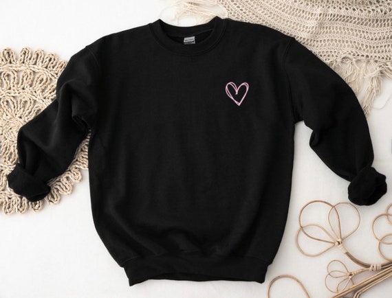 Heart Sweatshirt Baby Pink Heart Sweatshirt Pocket Heart Logo