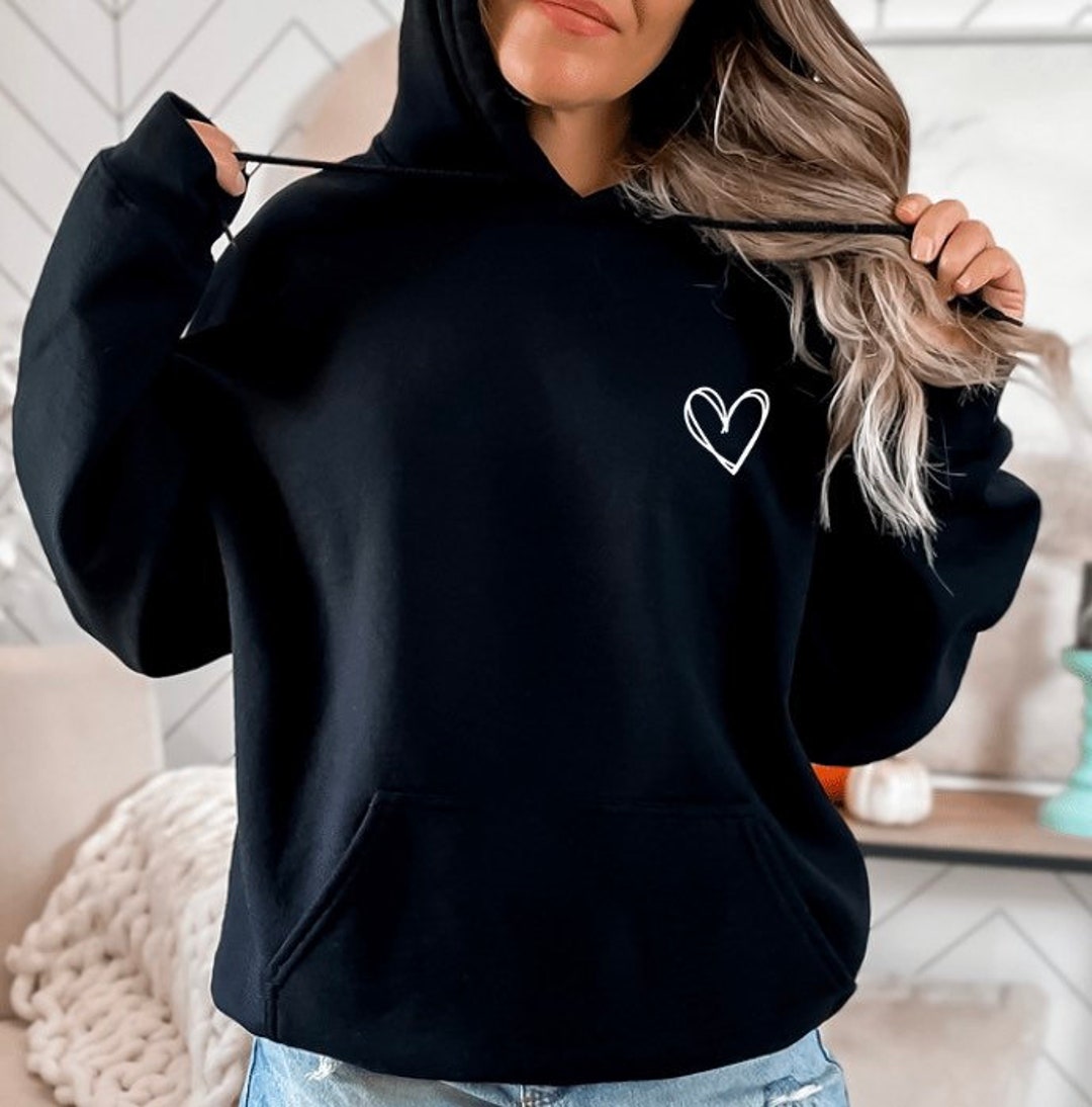 Heart Hoodie, Pocket Heart Hoodie, Heart Sweatshirt, Heart Outline ...