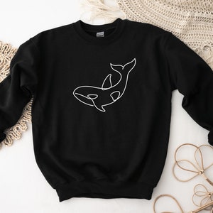 Crewneck Orca Killer Whale Outline Sweatshirt, Cute Orca Sweatshirts, Killer Whale Sweatshirts, Orca Lover Gift, Nature Lover Gift