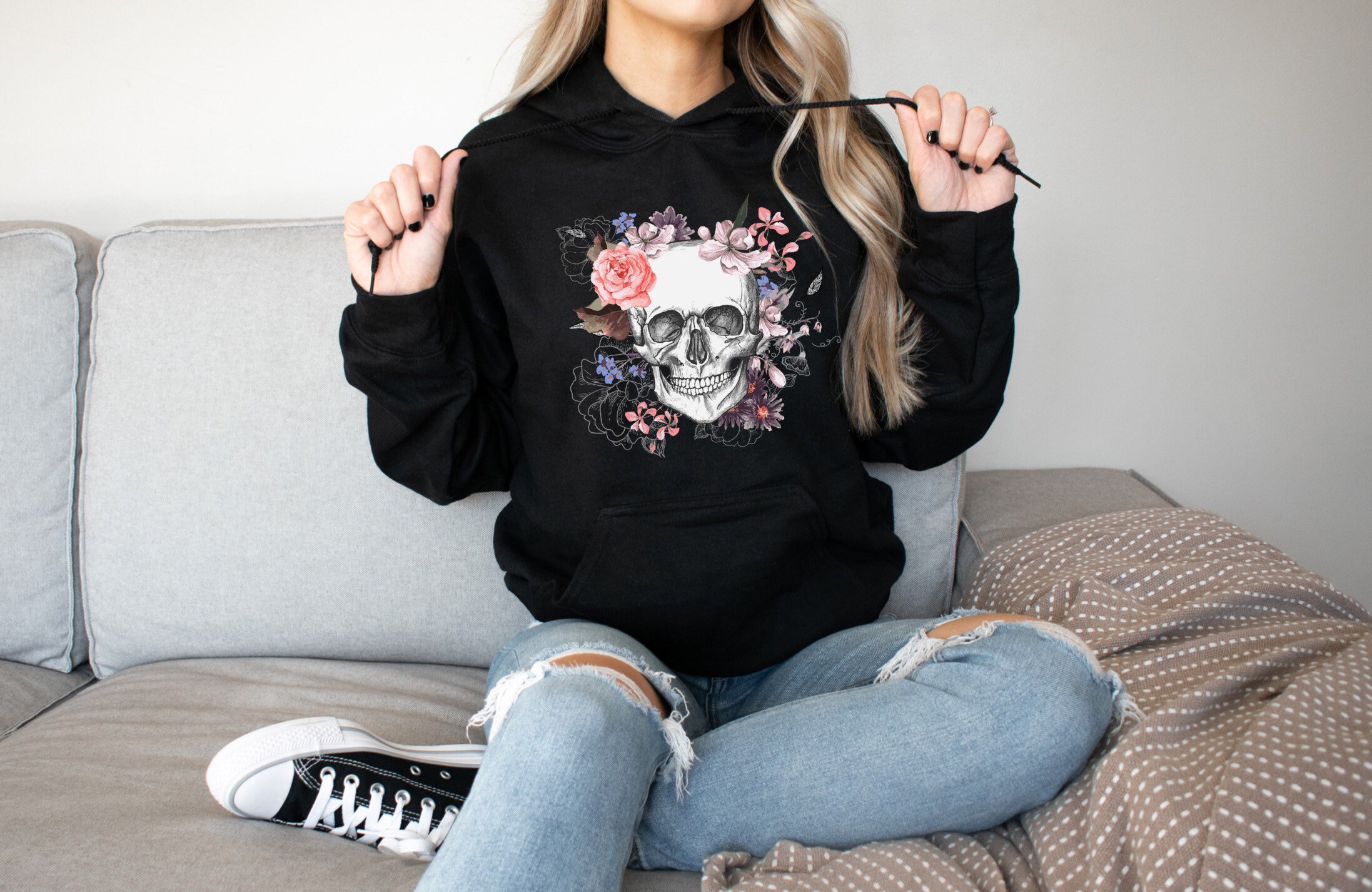 Skull Hoodie, Skull Hoodies, Floral Hoodies, Floral Skull