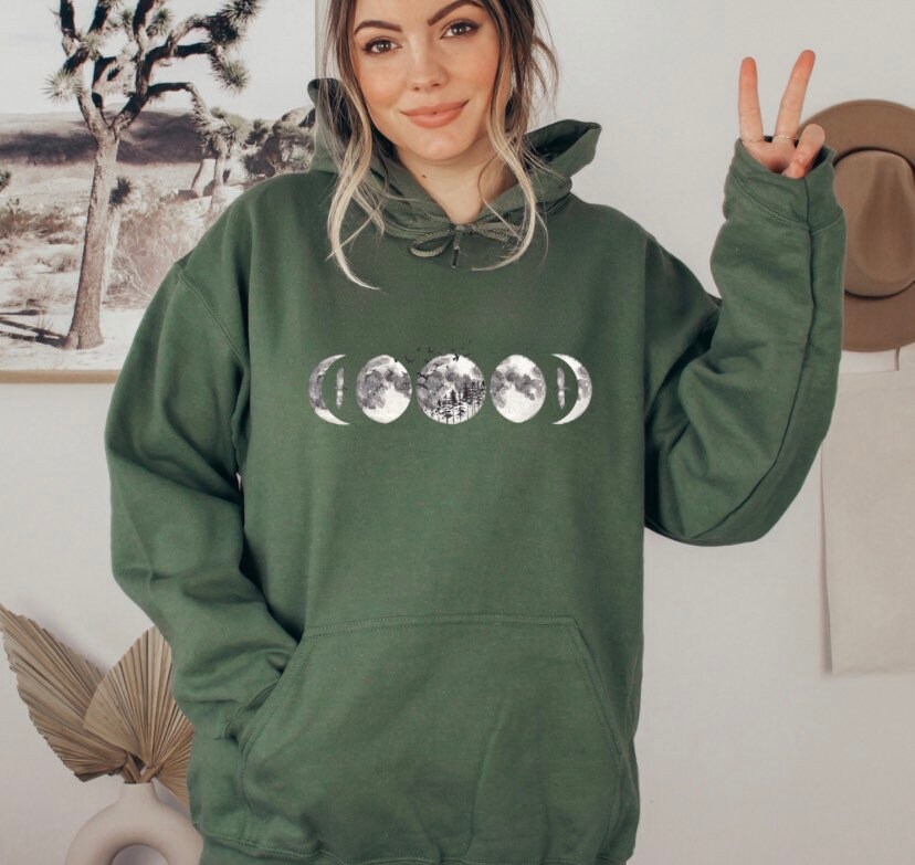 Moon Phases Hoodie Moon Hoodie Moon Sweatshirt Moon Phases Womens Cute Hoodies Moon Hoodies Moon Lover Gift Etsy UK
