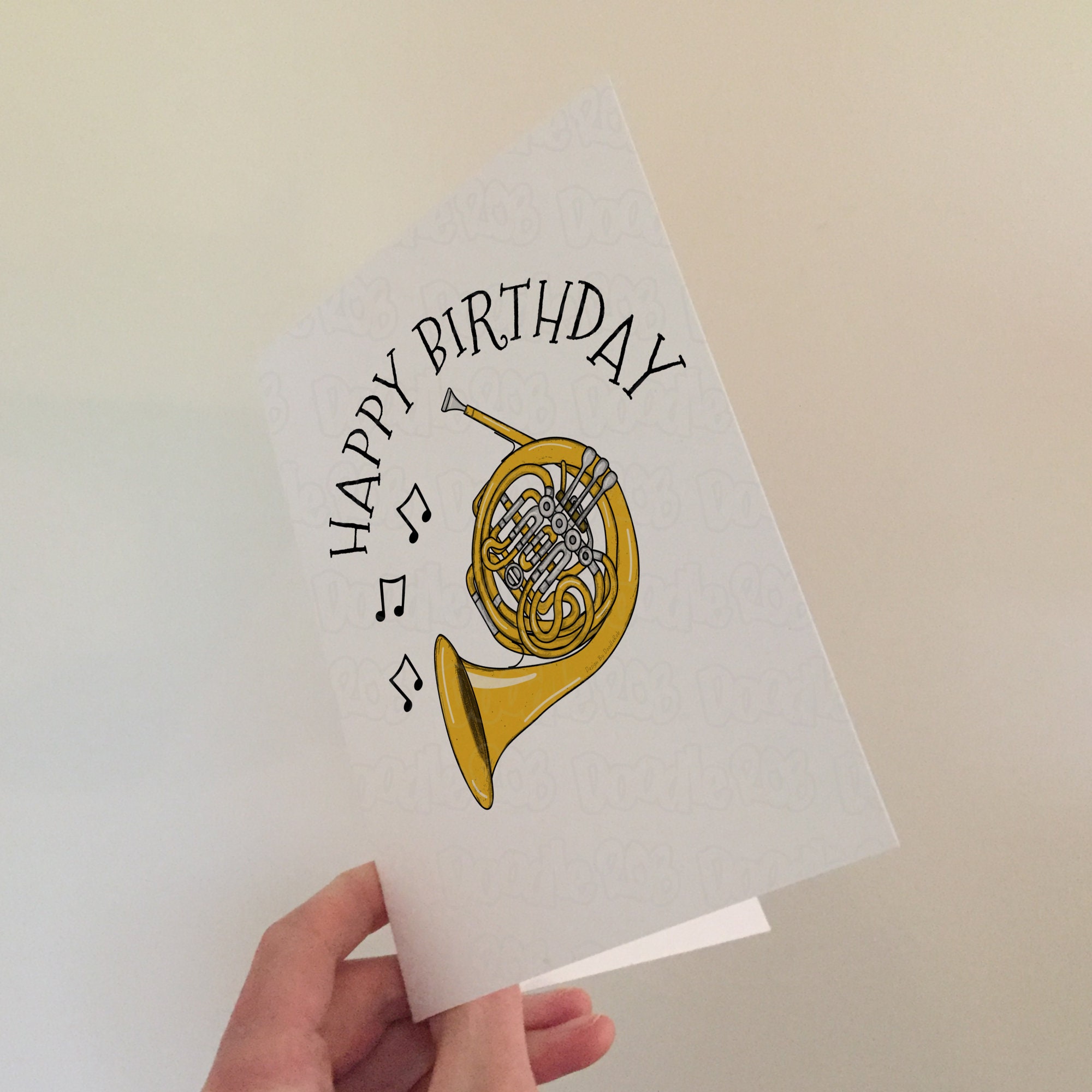 French Horn Birthday Card, French Horn Greeting Card, Hornist Card