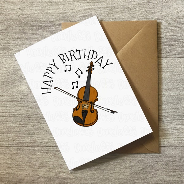 Violin Birthday Card, Violin Greeting Card, Violinist, Violin Teacher, String Player Greeting Card, String Musician Card