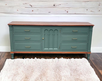 SOLD** DONT BUY** Modern Moody Northwoods Green Buffet, Farmhouse Sideboard, Tv stand