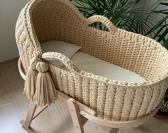 Nursery Basket Crochet - Baby Organizer For Changing Pad Station - Rocking Basket - Baby, Storage Basket- Baby, Blanket Gift - Doll Toys