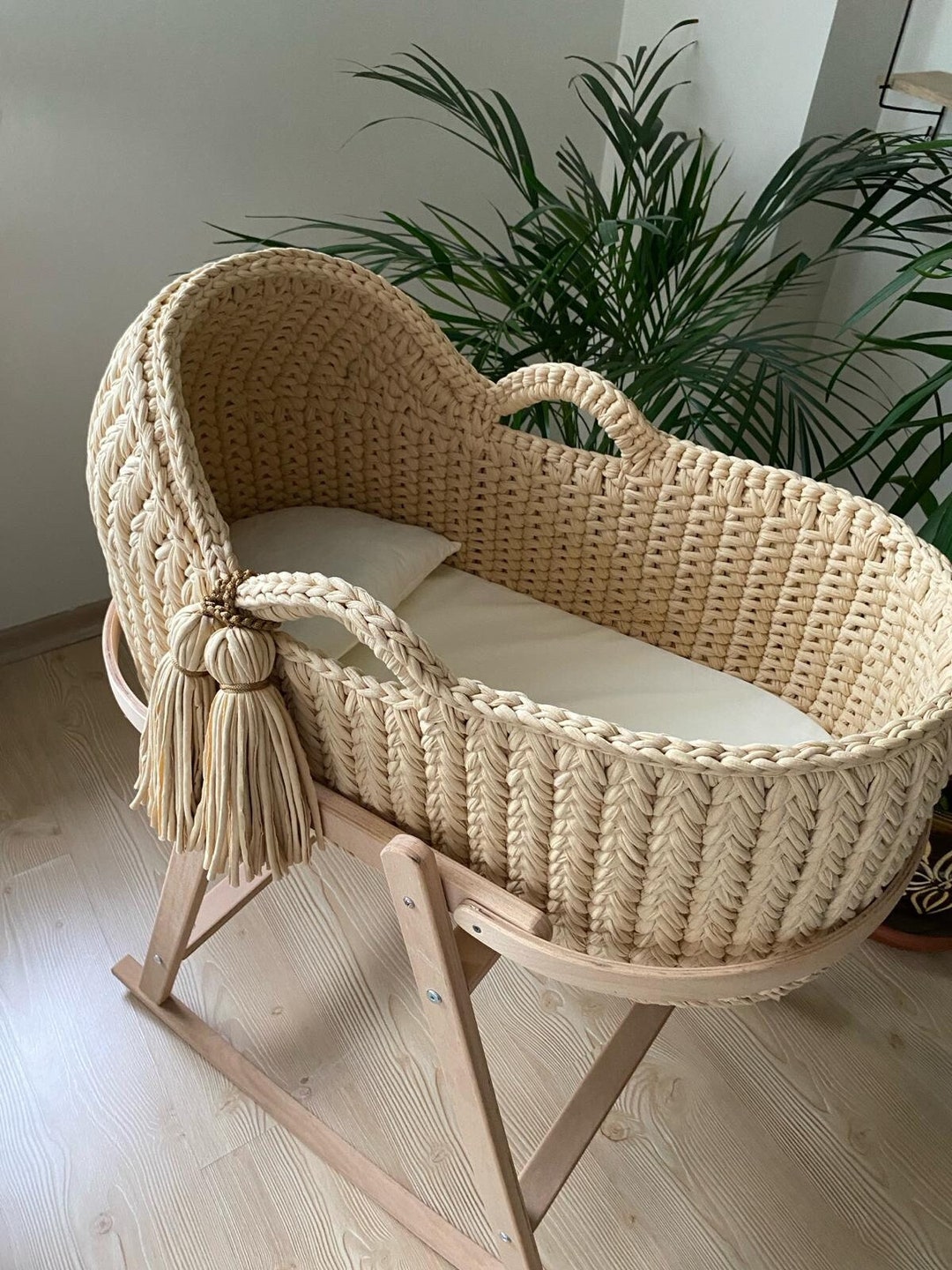Nursery Basket Crochet Baby Organizer for Changing Pad Station Rocking ...