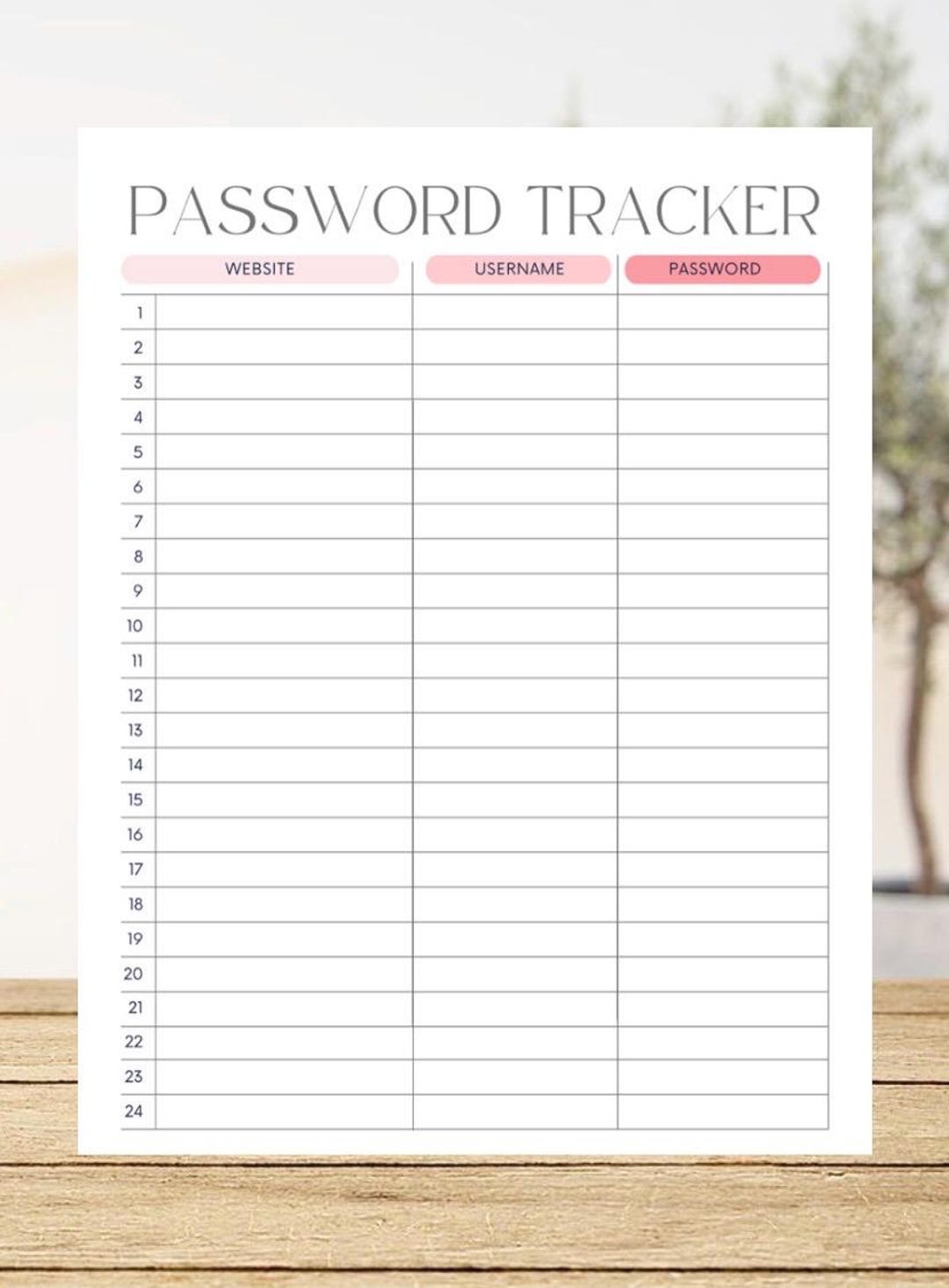 Pink Printable Password Tracker, Password Log, and Password Keeper ...
