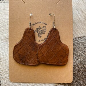 Striped CowTags Leather Earrings