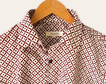 Men’s Pure Cotton Button Down Shirt |  Kanoko Dots | Party | Travel | Dating