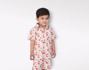 Summer Comfort: Toddler 2-Piece Cotton Set - Button-Down Shirt & Shorts for Boys and Girls (2T-5T)