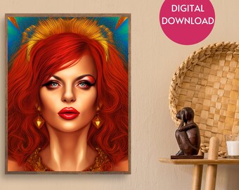 Leo Lady imprimible arte de pared, descarga digital
