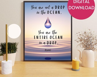 You Are Not A Drop In The Ocean Rumi Printable Wall Art, Digital Download