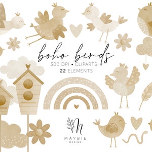 Neutrale Boho Vögel, gender neutral, Boho Vögel png, boho Clipart, gerahmte Kunst, Baby Shower, Geburtstagskarten, Invitasions, digitaler Download