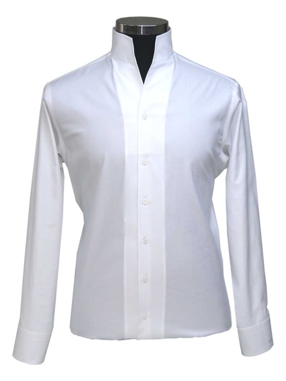 High Open 3 Stand up Buttonless V Collar Shirt Plain - Etsy Canada