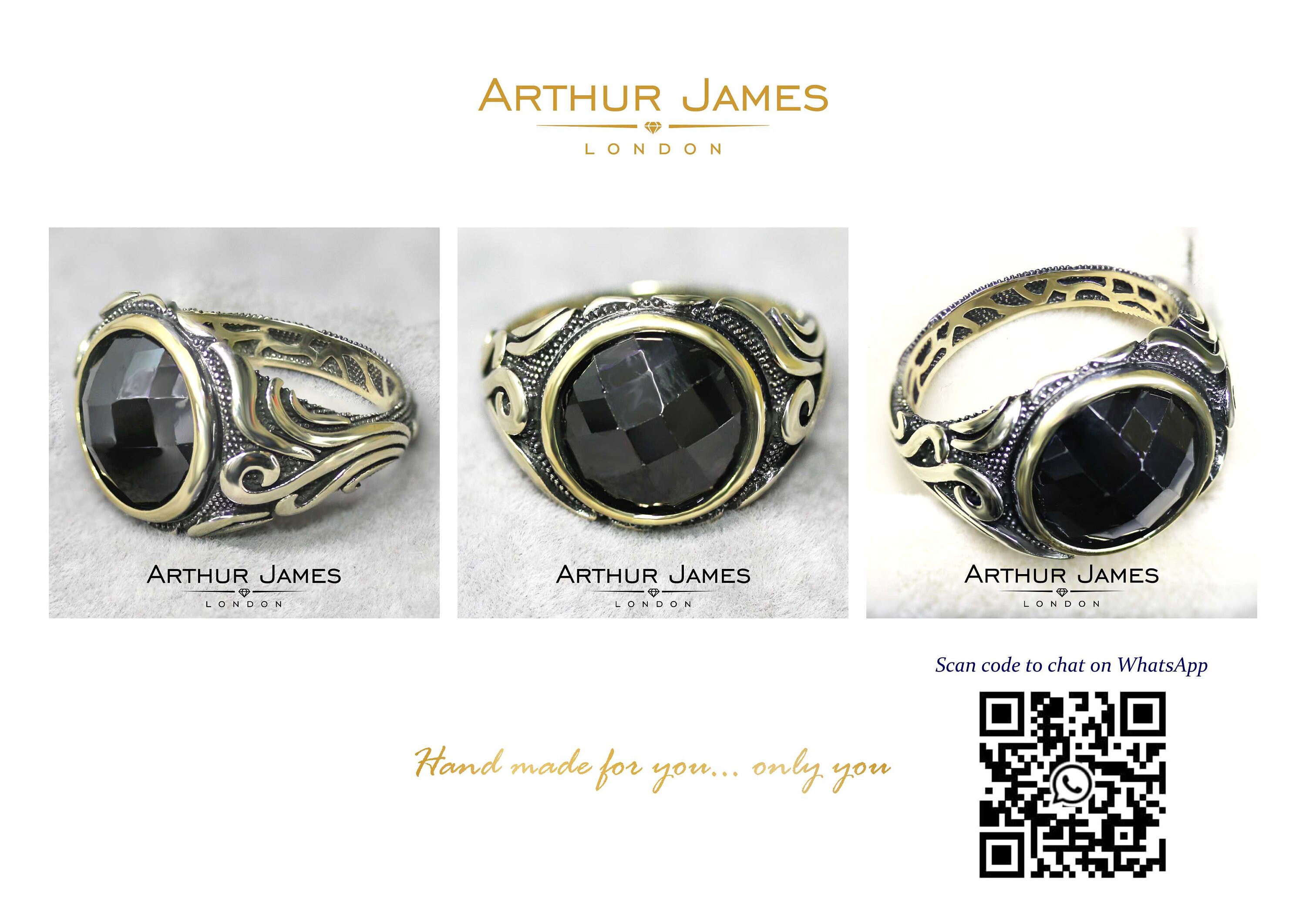 Saudi Arabian Mens Ring, Victorian Ring, Black Stone & Swirl Pattern ...