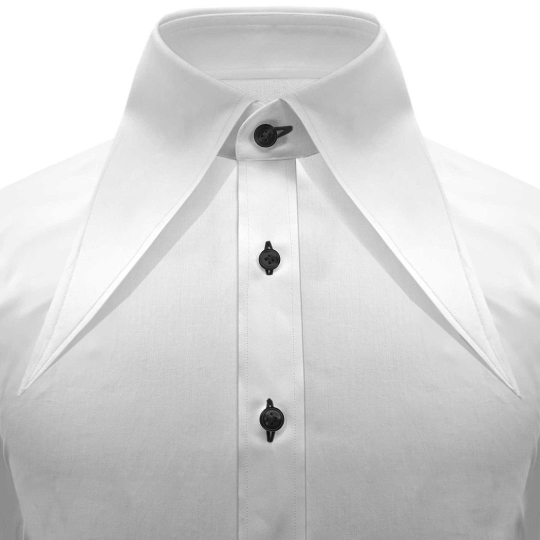 White 7.5'' Extreme Long Point Collar Dress Shirt Mens Etsy UK
