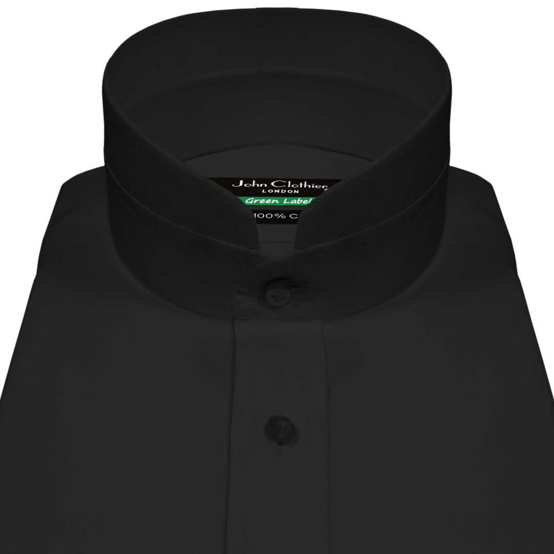 Irish Collarless Shirt/ Vintage Grandad Collar Dress Shirt Mens/ High