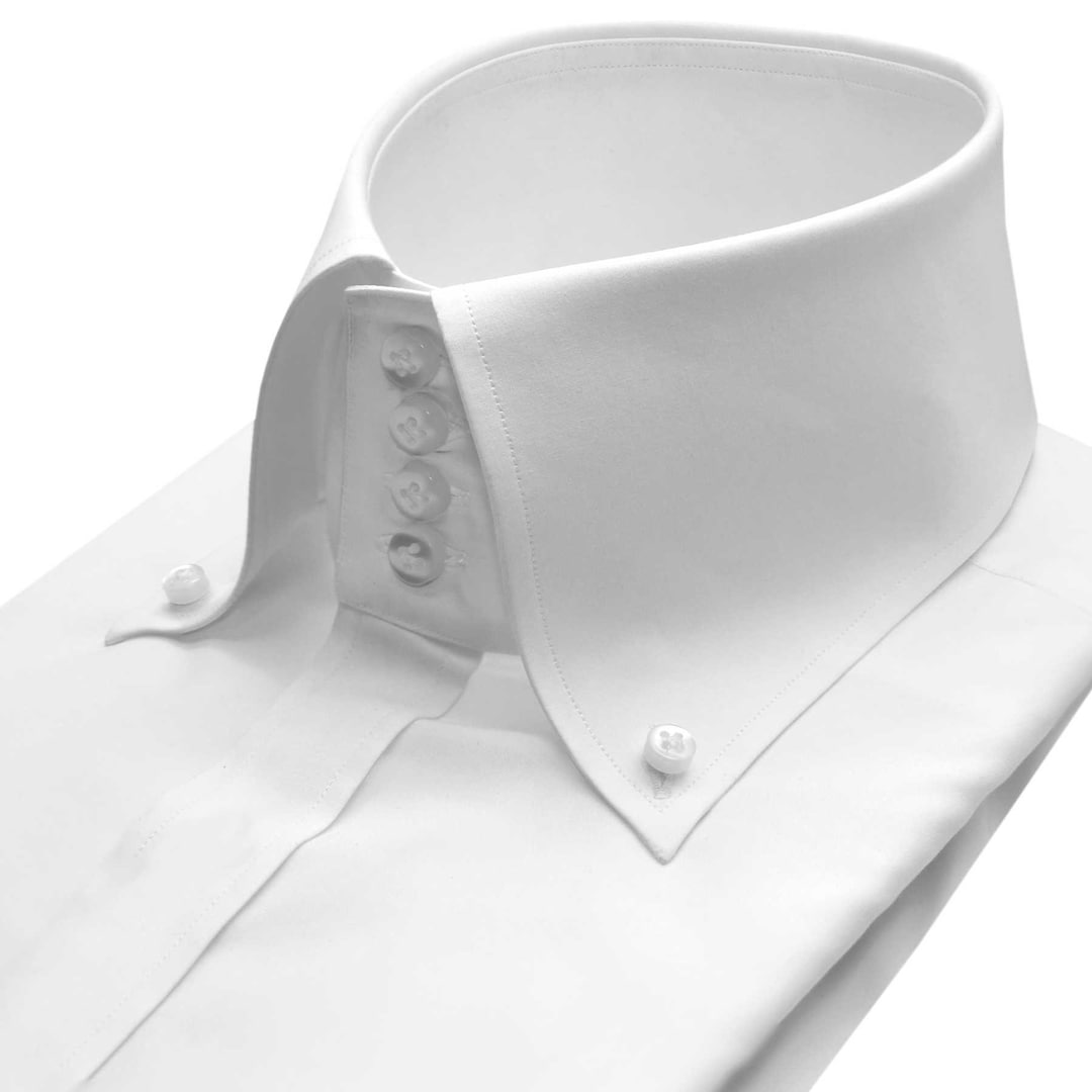 Grooms White Wedding Dress Shirt Button Down High Collar Polo Shirt 100 Cotton Long Sleeves