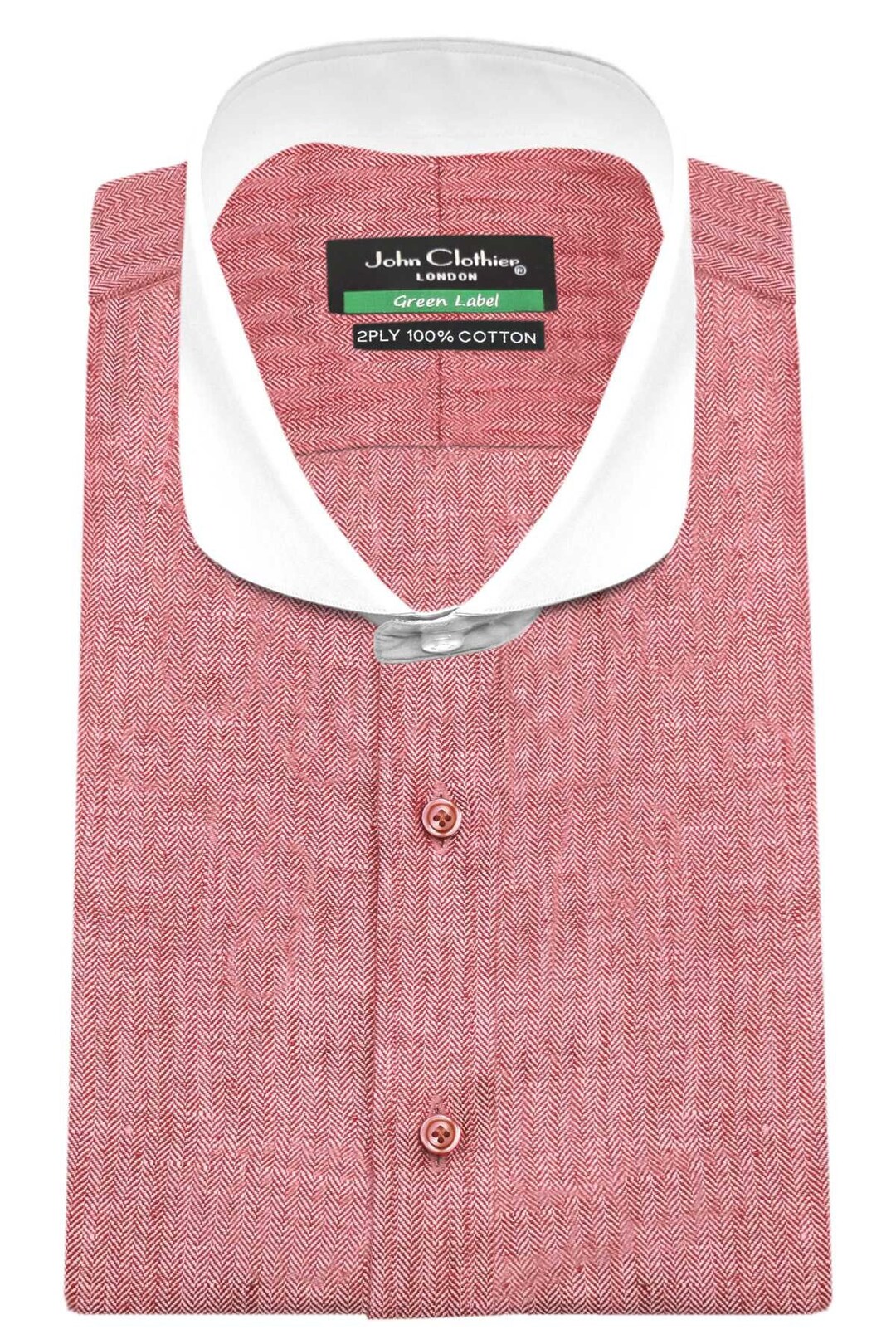 Cutaway Collar Club Penny Collar Red Twill Shirt Herringbone Etsy