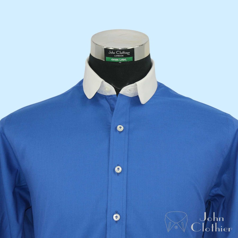 Peaky Blinders Style Shirt/ Royal Blue Club Collar Round Etsy