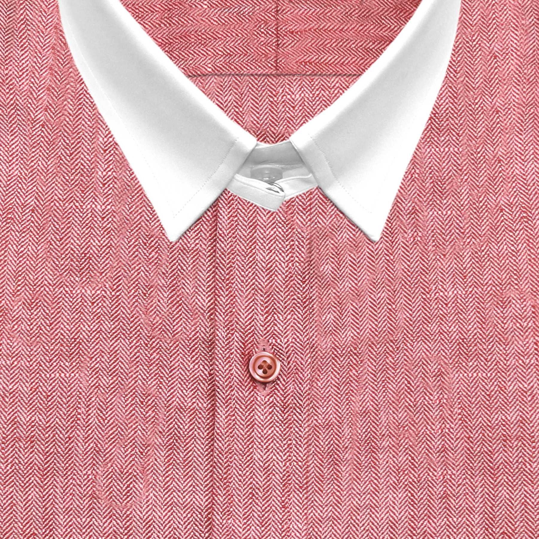 James Bond Style/ Loop Collar Shirt/ Red Twill Shirt/ Etsy