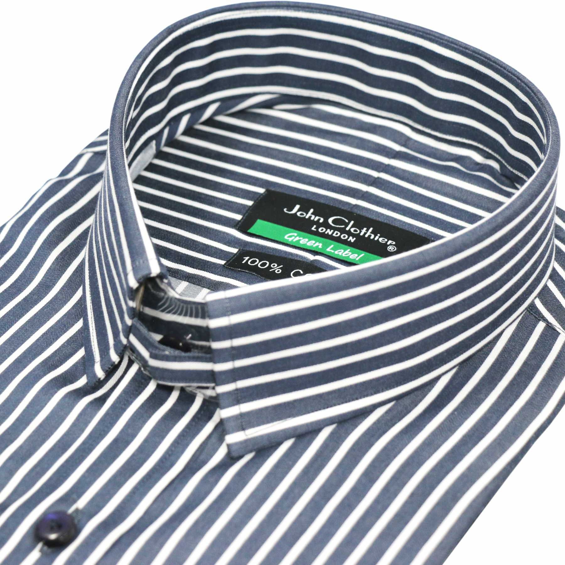 Skyfall's Tab Collar James Bond Style Navy White Blue Stripes Vintage ...