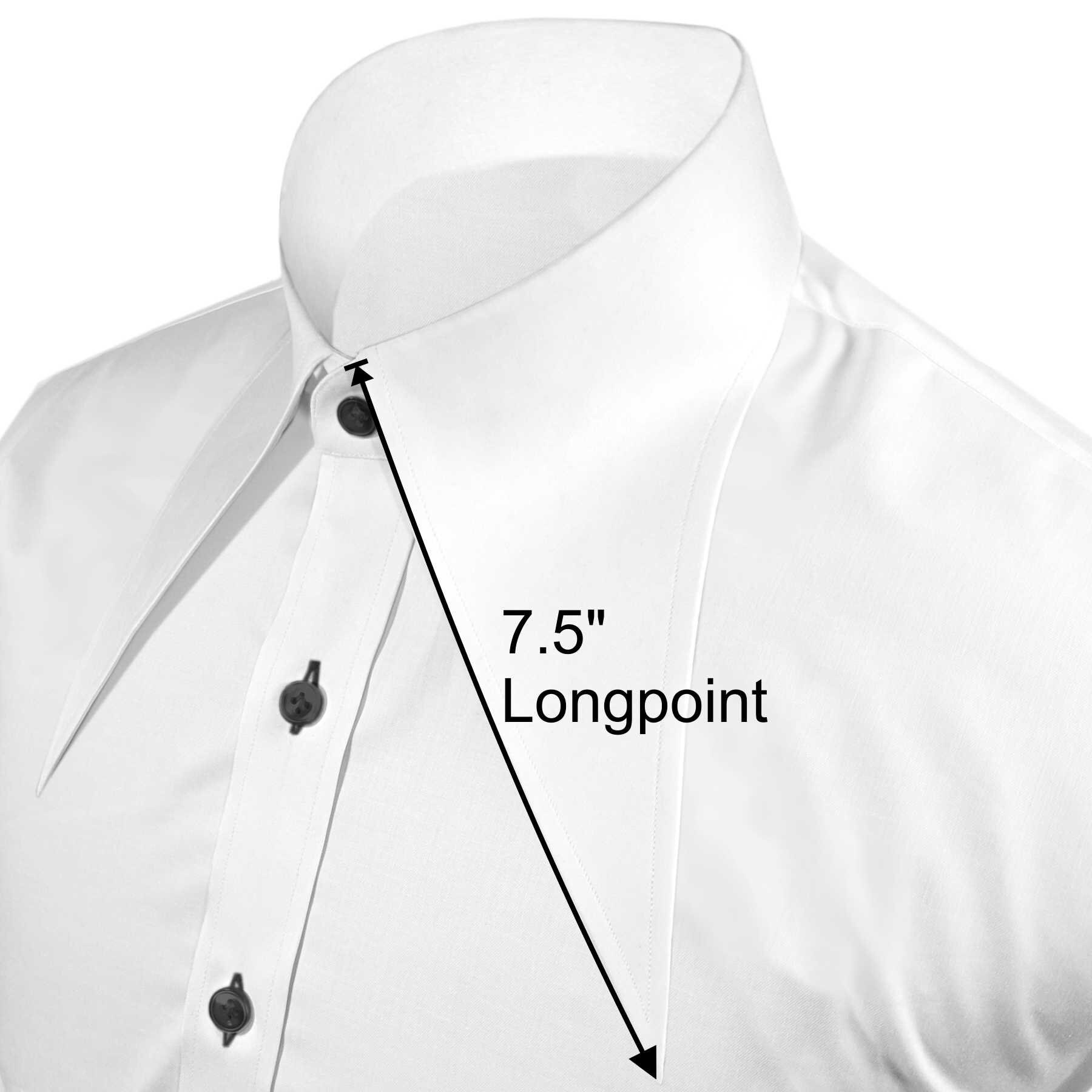 White 7.5'' Extreme Long Point Collar Dress Shirt Mens Etsy UK
