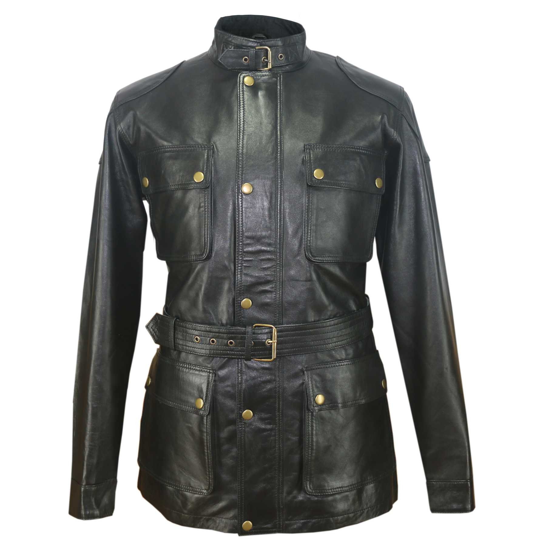 Men's Jet Black Genuine Leather Jacket 4 Patch Pockets - Etsy