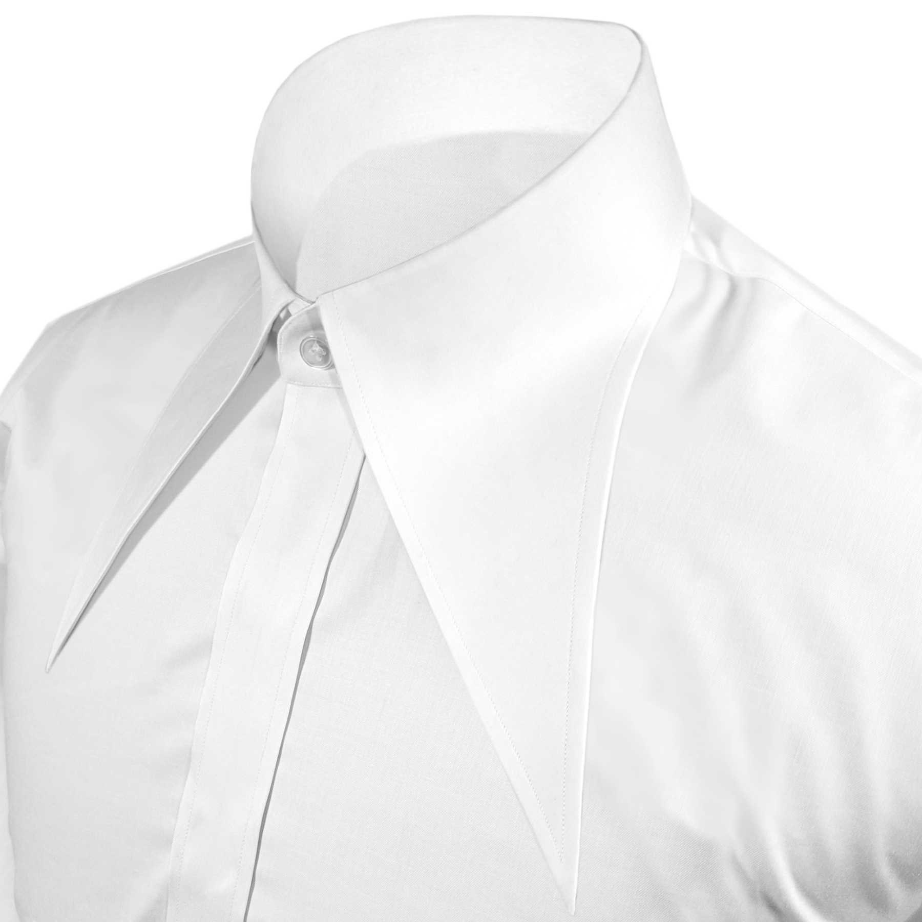 Wide Big Spear Point Collar/ 7.5'' Extreme Long Point White Groom Dress ...