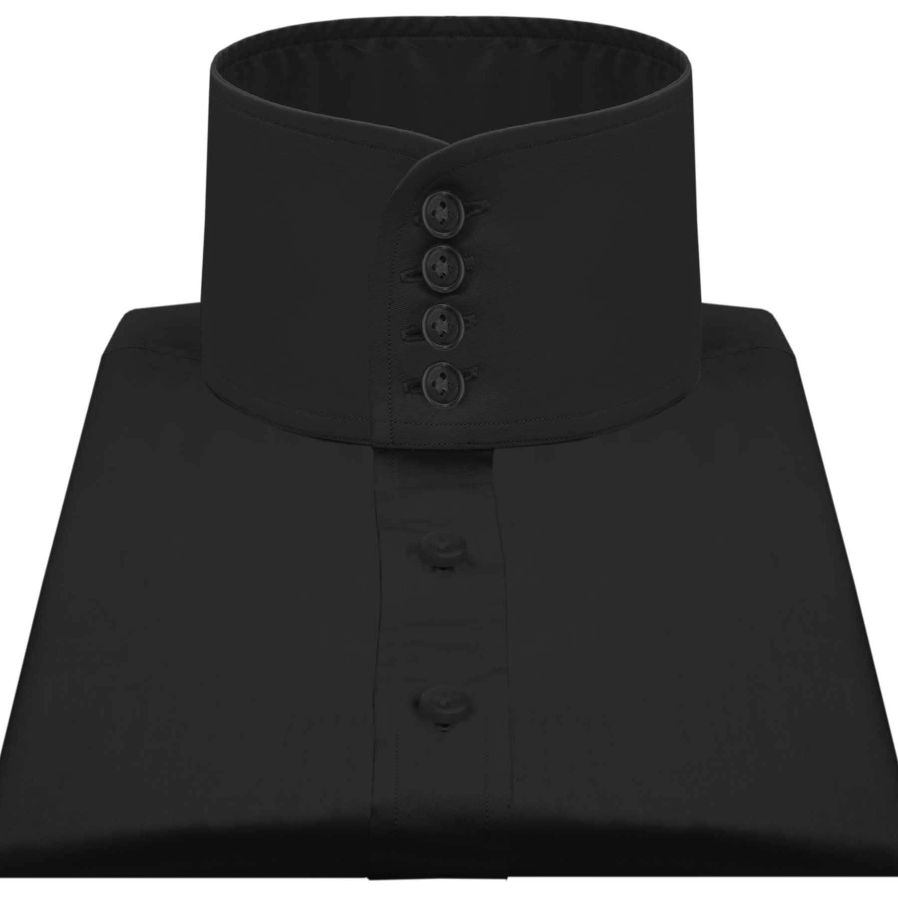 Jet Black High Band Grandfather Collar Shirt/ Irish Collarless Etsy UK