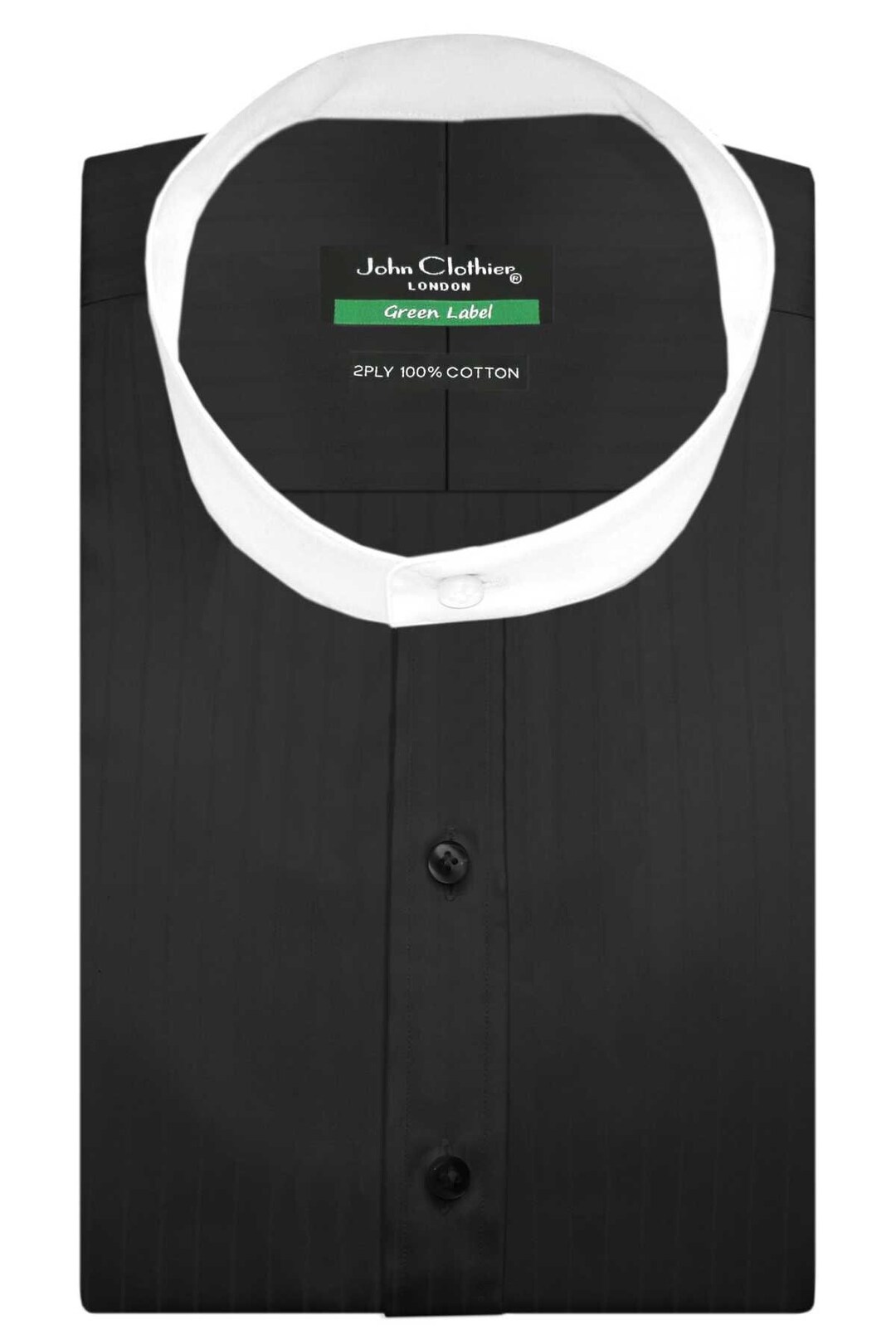 Jet Black Irish Collarless Shirt/ Chinese Mandarin Band Collar Etsy